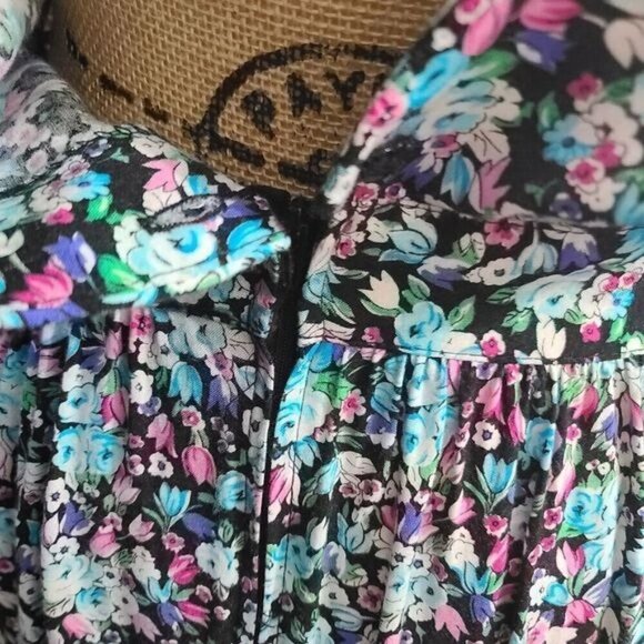 Vintage Dainty Blue Pink Cottagecore Floral Dress - Picture 5 of 16